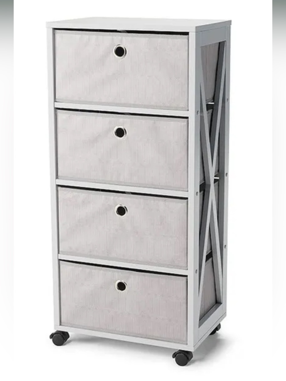 Kohl's White 4-Drawer Fabric Storage Tower on Wheels